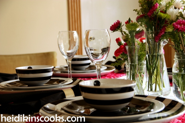 Valentines Table Setting_Black White Stripe with Hot Pink 10_heidikinscooks_Feb 2014